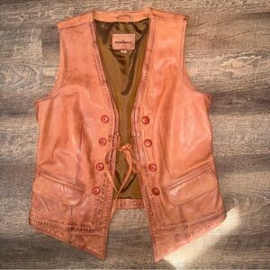 Sundance Leather Vest Women’s Size Medium Distressed Brown 100% Leather Vest